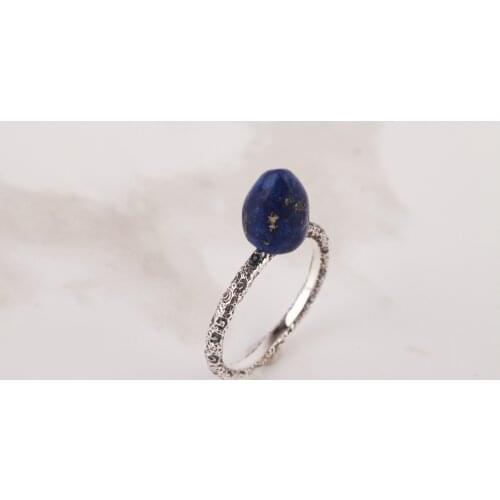 UM US JEWELRY Lapis Gemstone 925 Sterling Silver Women 'S Ring