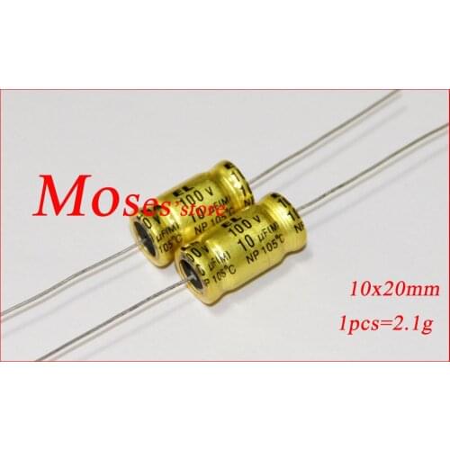 100v 10uf Original New NP Bipolar Axial Audio Electrolytic Capacitor Capacitance 10x20mm +/- 20