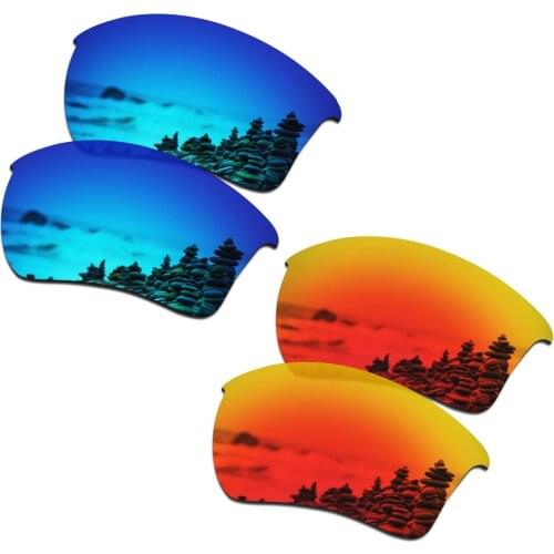 SmartVLT 2 Pairs Polarized Sunglasses Replacement Lenses for Oakley Half Jacket 2.0 XL Ice Blue and Fire Red