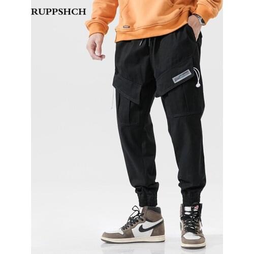 2021 Spring Autumn New Men Sports Cargo Pants Men Casual Loose High Quality Cargo Pants Small Feet Pants Men Ninth Pants