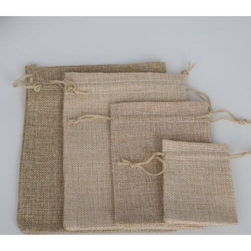 Natural 5pcs Cotton Linen Drawstring Wedding Jewelry Decorative Bags Christmas/Wedding Gift Bags Pouch Product Packaging Bags