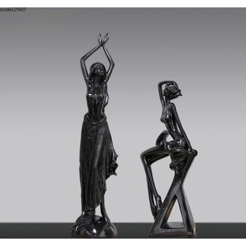 Abstract Figure Figurines Resin Girl Sculpture Crafts Home Office Countertops Black Human Body Sculpture Decor Home Decor Gifts