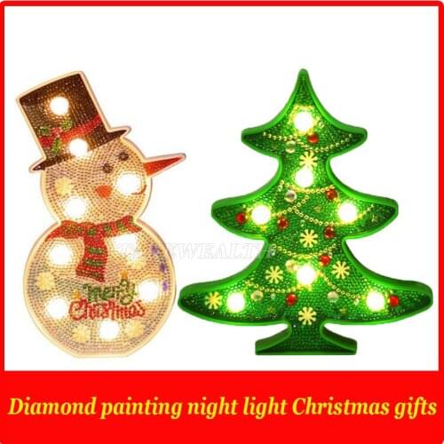 2019 New DIY LED Diamond Painting Night Light Christmas Tree Snowman Cross Stitch Embroidery Special Shape Wedding Decoration