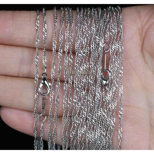 Hot Sale 10pcs/lot 2mm White Gold Color Water Wave Chain Necklaces 16" 18" 20" 24" Fashion Jewelry Necklace Chains Wholesale