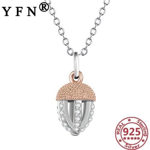 YFN 925 Sterling Silver Pine Cones Pendant Necklace Womens Jewelry CZ Silver Chain 925 Mothers Day Gifts Valentines Day Gifts