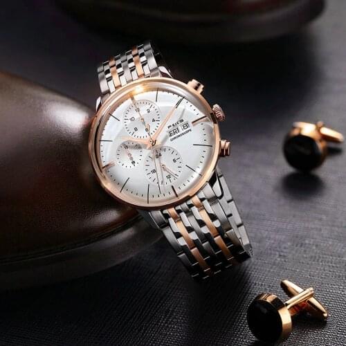 FEICE Mechanical Men Watch Casual Sport Watches Fashion Automatic Stainless Steel Multi Sub Dials Waterproof Date Wristwatches