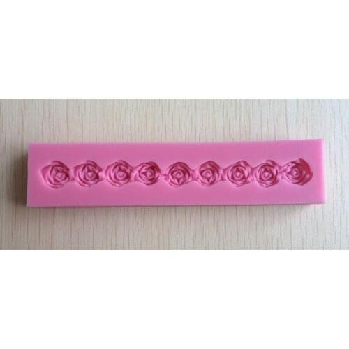 Long Strip Lace Roses Flowers Chocolate Wedding DIY Fondant Baking Cake Decorating Tools Silicone Mold E705