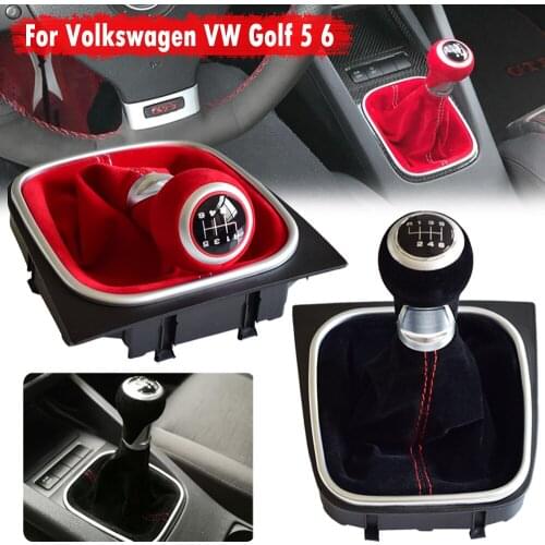 For Volkswagen Golf 6 MK6 GTI 2004-2009 5 6 Speed Shifter Car Leather Boot Gear Shift Knob Head Lever Cover Accessories