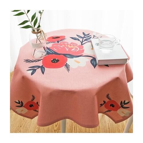 Household fresh cotton and linen small round tablecloth, waterproof rectangular coffee table table cloth