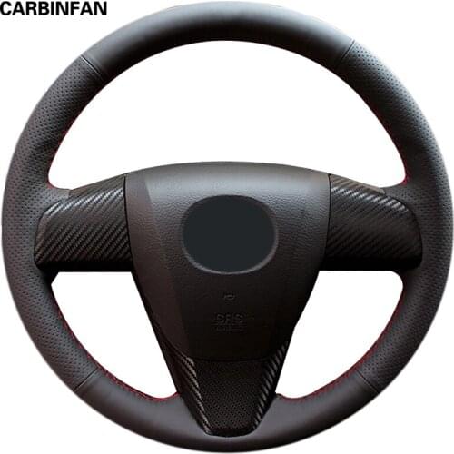Black Artificial Leather Car Steering Wheel Cover for Mazda 3 Axela 2008-2013 Mazda CX-7 CX7 2010-2016 Mazda 5 2011-2013