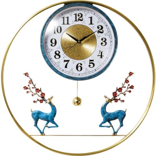 Chinese Fashion Creative Fortune Lucky Deer Wall Clock Swing Hallway Wall Decorations