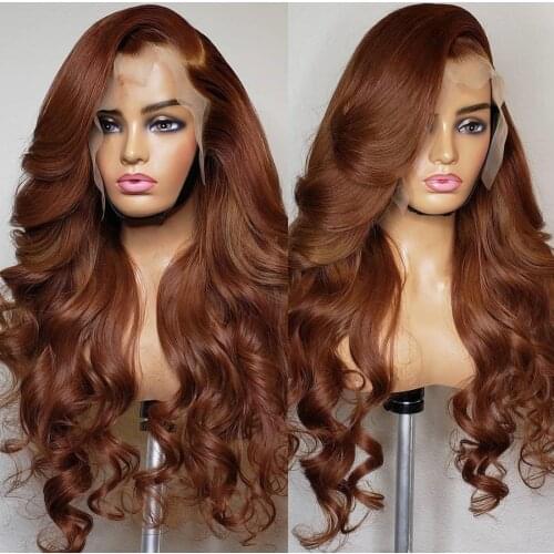 Brown Red 13*6 Deep Part Lace Front Human Hair Wigs For Women Body Wave 13*4 Lace Front Wig Pre Plucked Bralizian Remy 180