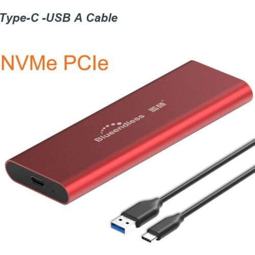 MSATA Aluminum 1.8' USB 3.0 Computer HDD and PCIE NVMe M.2 M key SSD Box External Hard Drive with Type C port Enclosure case