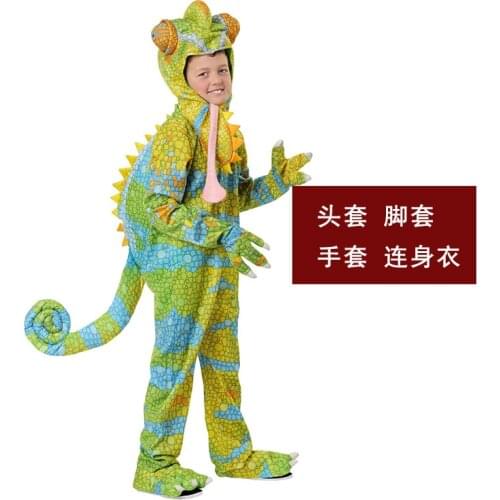 COS Halloween Childrens Day Stage Performance Parent-child Catwalk Reptile Lizard Chameleon Costume