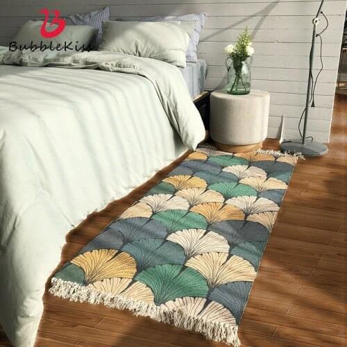 Bubble Kiss Nordic Bedside Area Rugs For Bedroom Decor Ginkgo Biloba Pattern Carpet Modern Living Room Pure Cotton Long Carpets