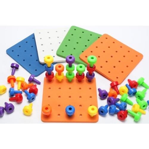 Creative Baby Toys Montessori Children Puzzle Peg Board Mushroom Nails Early Learning Building Block Stacking Set Toy