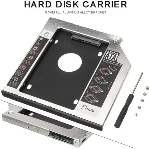 Mayitr 1pc High Quality 9.5mm Aluminum Alloy Bracket SATA And SSD HDD Hard Drive Caddy Adapter For PC Laptop