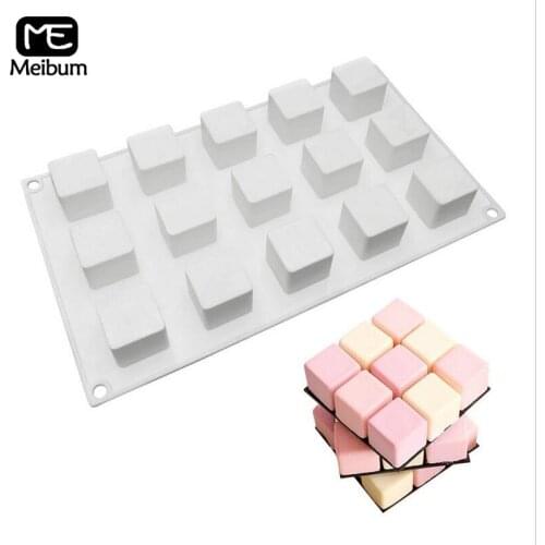 Meibum 15 Cavity Cube Pastry Silicone Mold DIY Muffin Chocolate Cake Modle Mousse Dessert Pudding Mould Kitchen Baking Tools