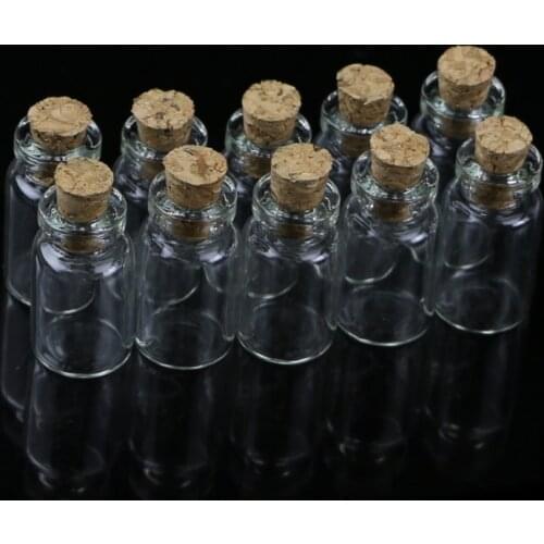 10pcs Mini Glass Wish Bottle Vial with Cork Stopper Storage Pendant 0.5/1/2/20mL