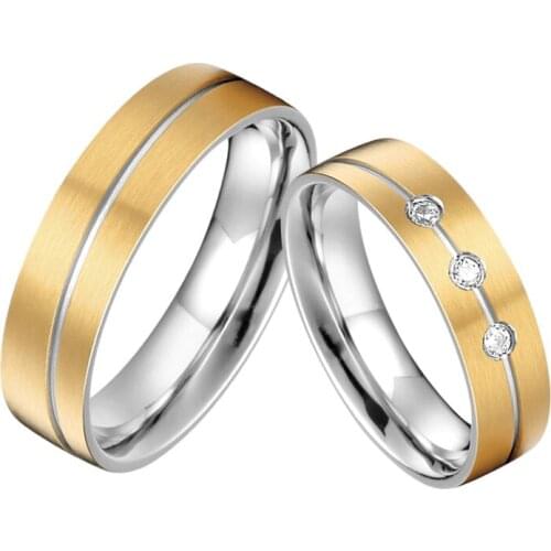 Western Lovers Alliance Wedding Rings set for men and women Golden Anniversary Couple marriage finger ring