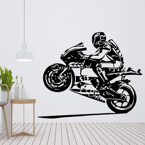 Cartoon Motorcycles Decal Removable Vinyl Mural Poster For Bedroom Decoration Wall Stickers Waterproof Wallpaper