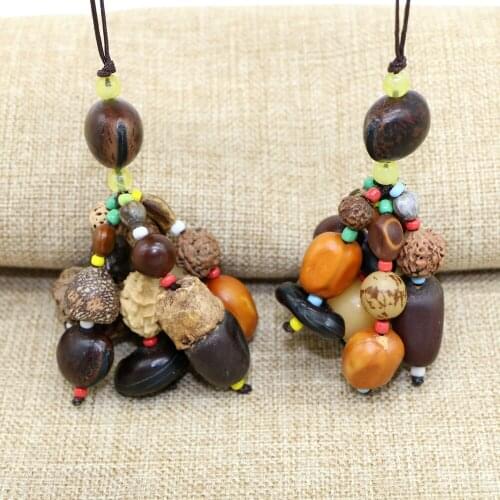 Natural 18 beads Fashion Bodhi Keychain Keyring Handmade Crafts Car Keychain Red Unisex Car Key Rings Decoration