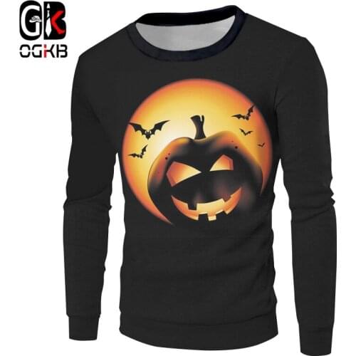 OGKB Lady Large Size Leisure Top 3D Printed Halloween Pumpkin The New Listing Pullover Woman Spandex Sweatshirt