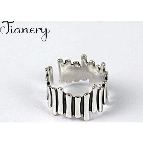 JIANERY Bohemian Silver Color Irregular Geometric Rings For Women Men Jewelry Opening Finger Rings