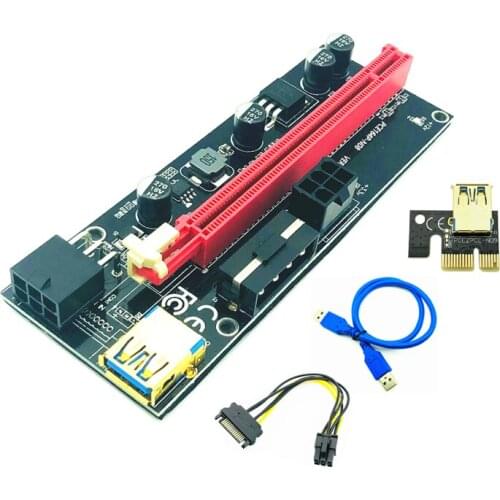 New PCI-E pcie Riser 009 Express 1X 4x 8x 16x Extender PCI E USB Riser 009S GPU Dual 6Pin Adapter Card SATA 15pin for BTC Miner