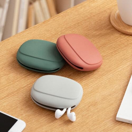 Portable Data Cable Headphone Storage Box Simple Mobile Phone Data Cable Organizing Bag Silicone Storage Box Cute coin purse
