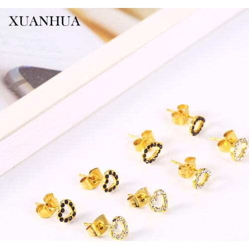 XUANHUA Crystal Stud Earrings for Women Stainless steel Jewelry Woman Vogue 2019 Fine Jewelry Accessories Wholesale lots bulk