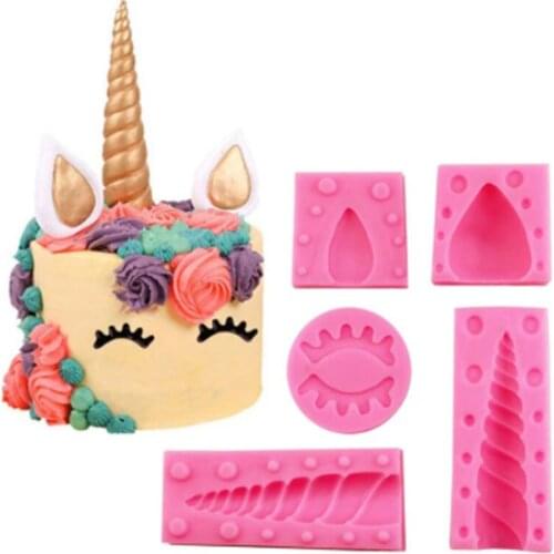 Unicorn Eyes Ear Horns Silicone Mold Baby Birthday Fondant Cake Decorating Tools Candy Resin Clay Chocolate Gumpaste Mould