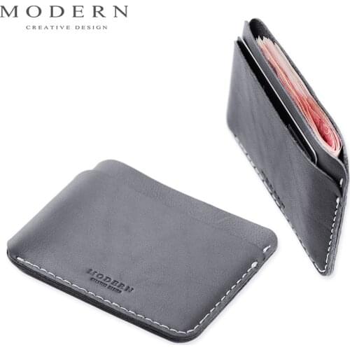 Modern - Luxury Brand New 100% Cow Genuine Leather 0.38cm Super Slim Men Wallets Card Holder Organizer Short Wallet Famous Brand