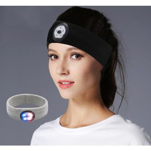 Sport Sweat Headbands with LED Lights Headlight Head Lamp Flashlight Workout Head Band Sweatbands Outdoor Running Night Safety