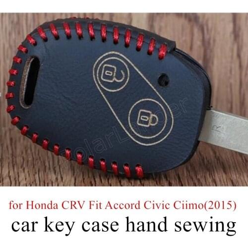 Only Red fit for Honda CRV Fit Accord Civic Ciimo(2015) car key case cover sewing Hand DIY car styling Genuine leather