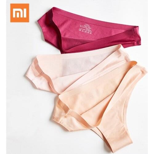 3PCS Xiaomi Mijia Women Underwear Sexy Seamless Sports Panty Female T-back G-string Thongs Underpant Ice Silk Ladies Panties