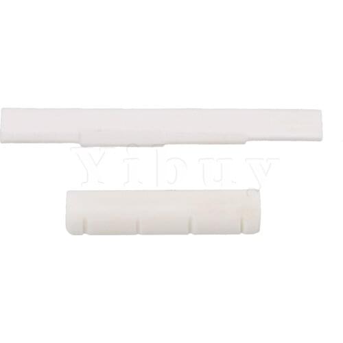 Yibuy Ukulele UK Bone Neck Nut Slotted & Saddle Set