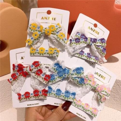 Floral Embroidery Bow Hair Pins Butterfly Hair Accessories Hair Clips Girls Barrettes Kids Hair Styling Tools Hairpin Bb Clip