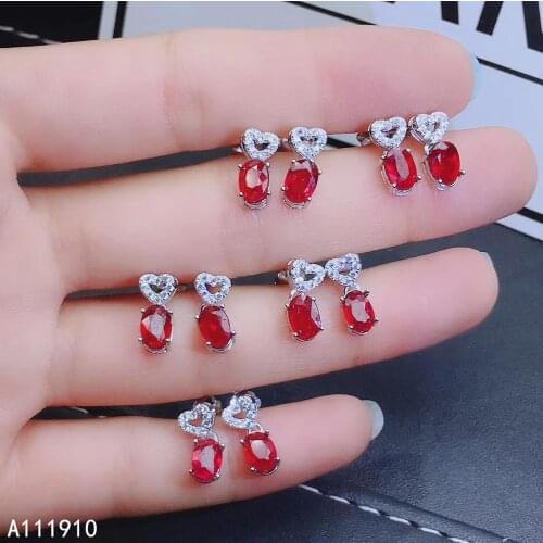 KJJEAXCMY fine jewelry 925 sterling silver inlaid Natural ruby popular Womens Stud earrings support detection noble
