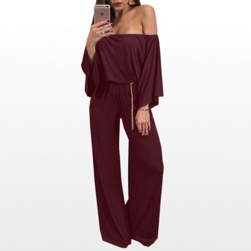 Womens Off shoulder Slash neck Jumpsuit Bodycon Playsuit Long Pants bodysuits Overalls for women