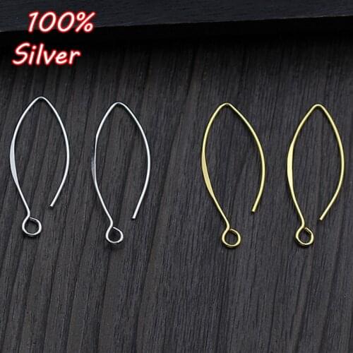 1Pair 925 Sterling Silver Color DIY Ear Hook Fittings Making For Jewelry Hook Earrings Accessories Supplies Wholesale