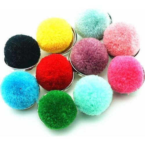 Fashion beauty 10pcs mixed Round Plush ball surface 18MM snap buttons fit snap bracelet snap jewelry NS0058