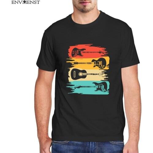 100 cotton vintage guitar T shirt men clothing music band Guitarist T-Shirts off white soft harajuku mens tops cotton tees 3xl