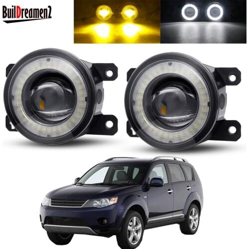 2 Pieces Car LED Lens Fog Light Assembly Angel Eye Fog Daytime Running Lamp DRL 30W 12V For Mitsubishi Outlander II 2006-2012