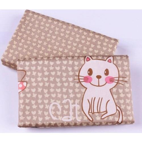 2pcs / set 100% Cotton Fabric Zoo Deer Rabbit Cat Sheep Twill Printed Tissu DIY Patchwork Sewing Baby Clothing Quilt Dolls Tilda