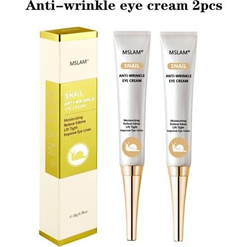 2pcsMSLAM Snail Eye Cream Anti-Winkles Firming Eye Serum Dark Circles Remove Delays Aging Cream Soothing Eye Cream Skin Care 20g