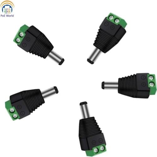 5pcs 5.5mm x 2.1mm Male DC Power Plug Adapter Power Jack Socket Male DC connector for For LED Strip CCTV Camera