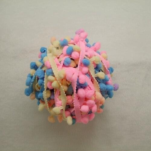 5Yards/Lot New Arrival Pastel Rainbow color cute PomPom fringe trim draper ball Accessories sew 0.8" ball