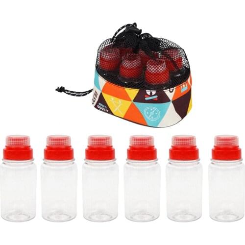 6pcs PP Condiment Jar Outdoor BBQ Picnic Bottle Container Seasoning Pepper Salt Tin Cooking Cruet Holder Spices Liquid Container