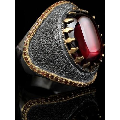 925 Sterling Silver Ring for Men Handmade Zircon Stone Vintage Gift Mens Rings All Size Women Turkish Fashion Jewelry